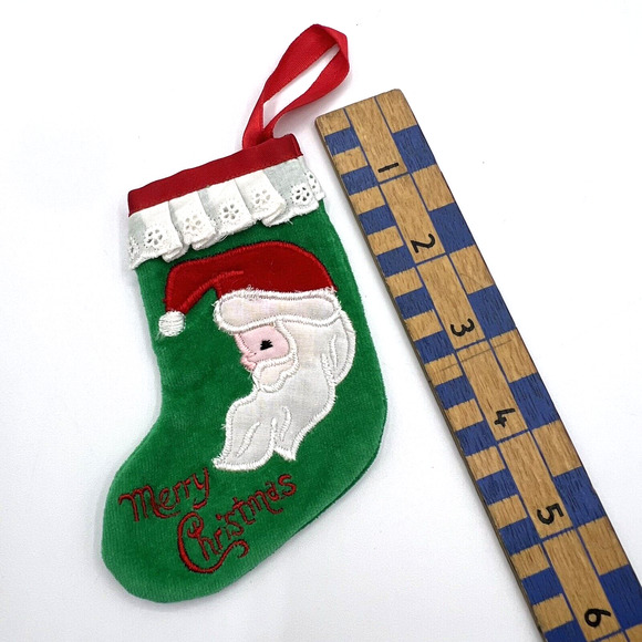 Dakin 1986 Mini Embroidered Christmas Stocking, Santa Claus, Merry Christmas EUC - Picture 7 of 7